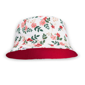 XS-Unified red pink flower kids reversible bucket hat