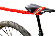 TowWhee Bike bungee tow strap red looped onto seat