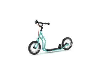 turquoise kids scooter, kick bike