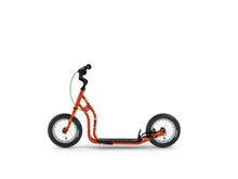 red kids scooter with emojis, kick bike