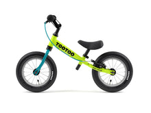 Yedoo TooToo best balance bike, Strider, run bike in lime green teal with breaks and air tires