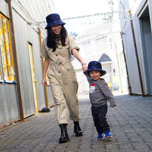 XS-Unified navy blue kids reversible bucket hat