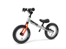 Aluminum Yedoo YooToo child's balance bike orange fork 3/4 view - similar to Strider run bike for kids