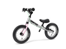 Aluminum Yedoo YooToo child's balance bike pink fork 3/4 view - similar to Strider run bike for kids