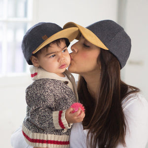 Kid and mom with Wool 5 panel wool kids hat by XS Unified