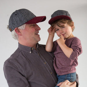 Kid and dad with herringbone 5 panel wool kids hat by XS Unified